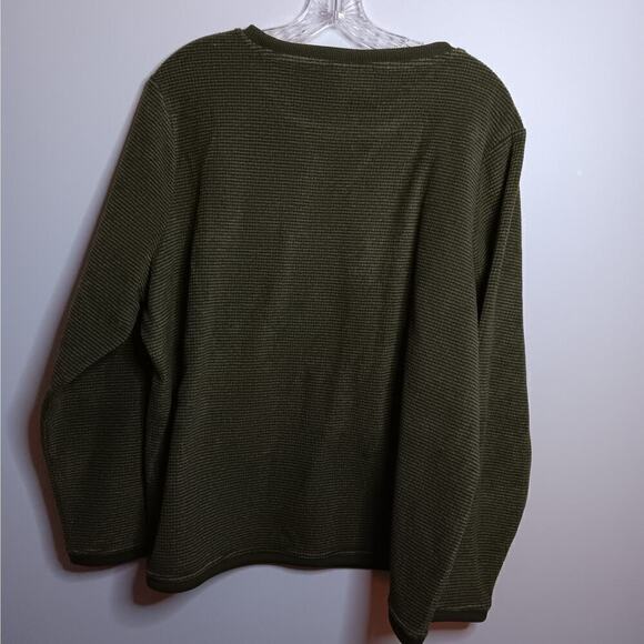 EUC D&Co Pullover Waffle Crew Neck Long Sleeve Sweatshirt Green 1X - Picture 4 of 4